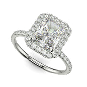 Catalina Radiant Cut Halo 4 Prong Claw Set Engagement Ring - Nivetta